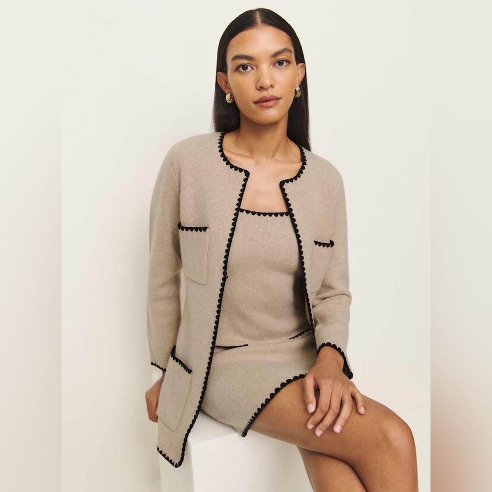 Reformation Isabelle Regenerative Wool Sweater Jacket Natural - Size S